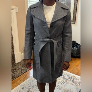 Banana Republic Gray Trench Coat Wool Blend